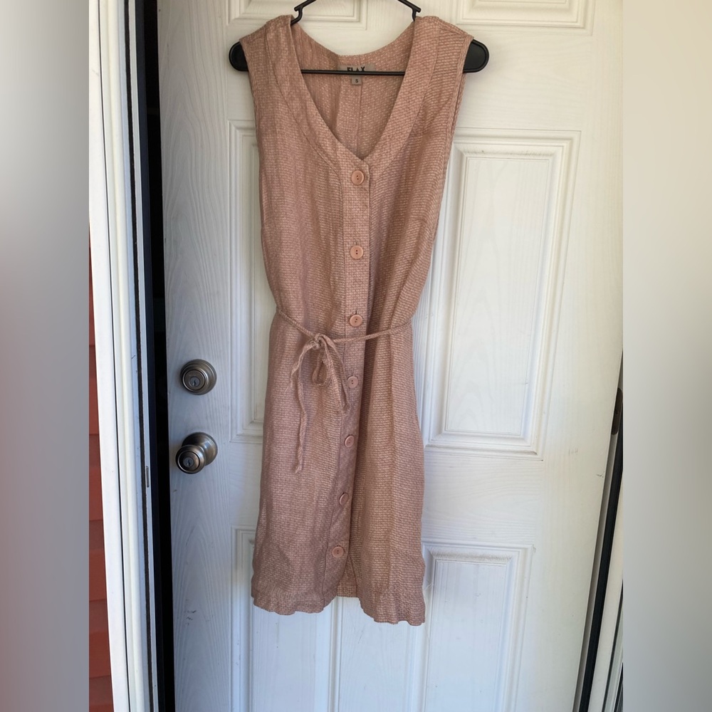 FLAX blush button down dress